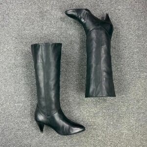 Women's Nine West Black High Pull On Stiletto Heel Tall Campus Boots Size 7.5